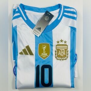 Adidas Copa America 2024 Lionel Messi #10 Argentina Home Jersey All Patches